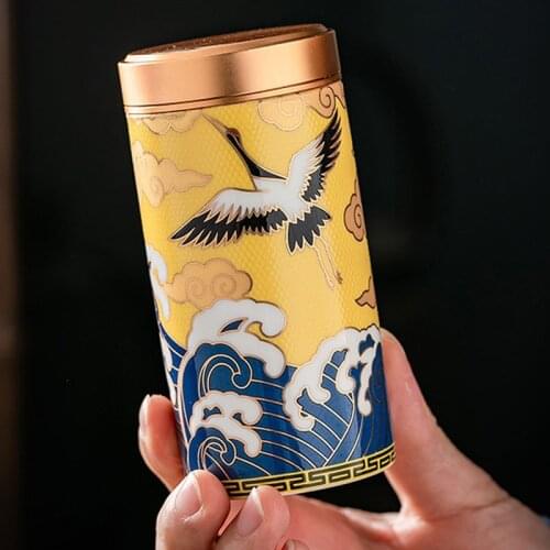 Colorful Enamel Portable Tea Caddy Ceramic Tea Can Mini Sealed Storage Tank Coffee Jars Kitchen Organizer Container Packing