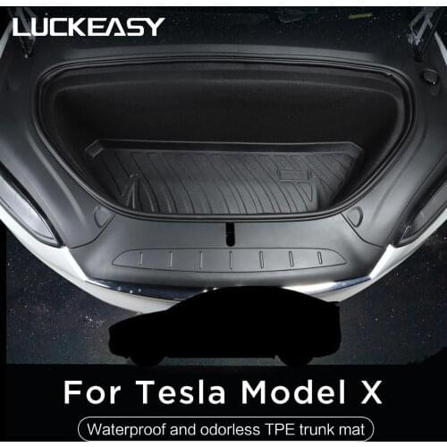 LUCKEASY Upgraded foot pad TPE Custom Fit All-Weather Trunk Mats for Tesla Model X High side Surrounding
