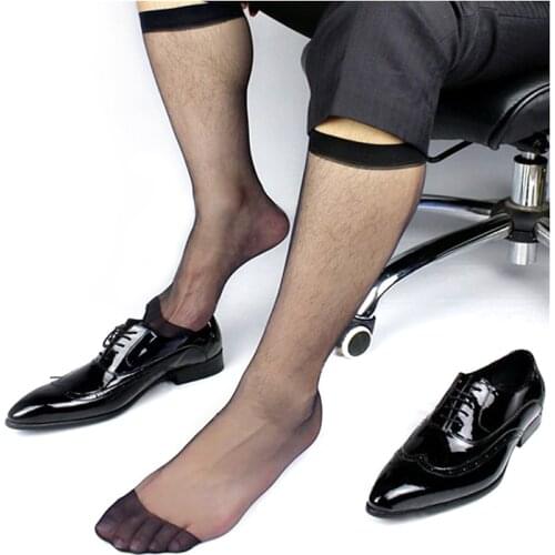 Mens Ultra Sheer Black Dress Socks Long Hose Visual Male TNT Suit Socks Formal Style Free Shipping