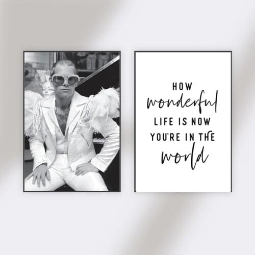 Elton John Song Lyrics Quote Print Nursery Wall Decor Black White Inspirational Wall Art Canvas Painting Nordic Poster for Kids