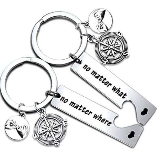 No Matter What No Matter Where Keychain Best Friend Long Distance Friendship Gift Polished Finish 2 Piece Set Gifts