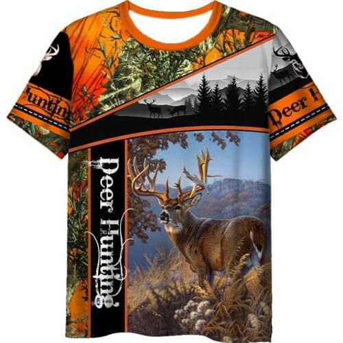 New Fashion Hunting 3D Print Deer Mens Womens T-shirt Casual Style Design Short Sleeves Summer Handsome Tee V10