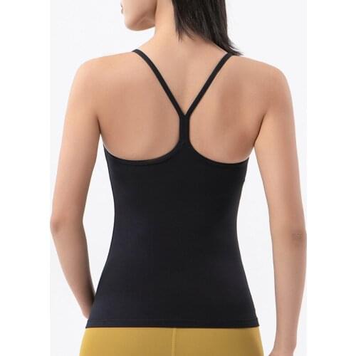 2021 spring and summer new yoga vest with chest pad women sexy Y-shaped beautiful back elastic sports long version yoga suit