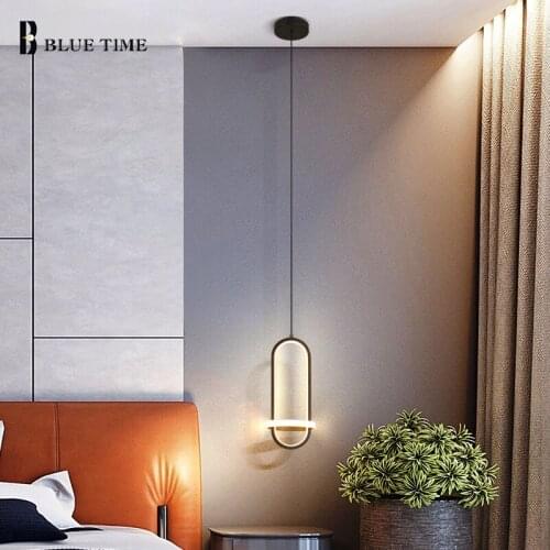 Black&Gold Finished Modern Led Pendant Light Bedside Light For Living room Dining room Bedroom Hanging Pendant Lamp 110V 220V