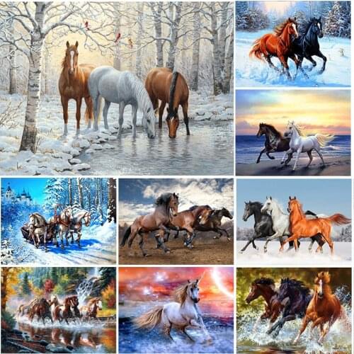 Full Square Round 5D Diamond Painting Horse Embroidery Cross Stitch Kits Diamond Mosaic DIY Home Decor Craft