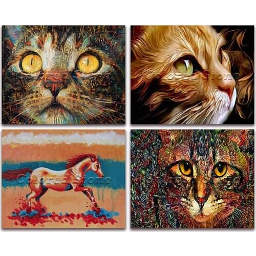 5D Full Square Diamond painting embroidery Cross stitch Animals Colorful cat kitten horse 3D DIY Round Drill Drawing mosaic 355