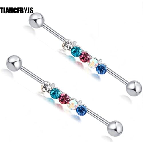 TianciFBYJS Industrial Barbell Rock- Earring Steampunk Jewelry Tragus Cartilage helix Ear Piercing Body Jewelry Ear Bar