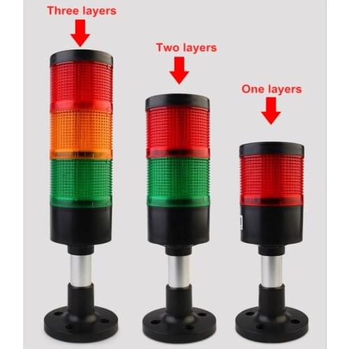 Black Shell 24V 70mm Industrial Signal Tower Safety Stack Alarm Light Led Multilayer Rod Buzzer Caution Warning Lamp ForMachine