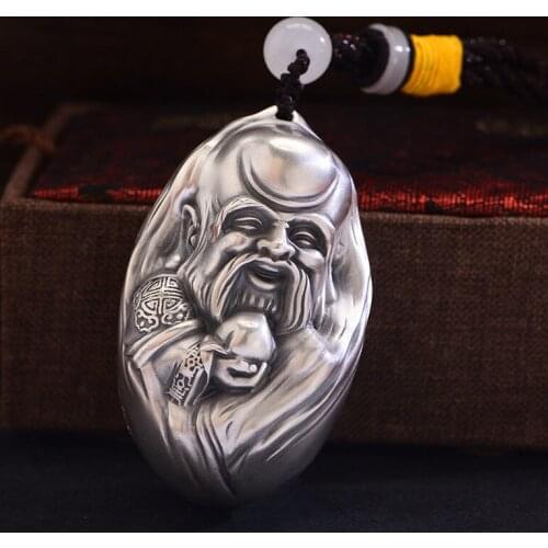 RetroSen Shou Xing Silver Wenwan Creative Gift Ornaments Toy Small Pendant Car Interior Chinese Style Retro Accessory