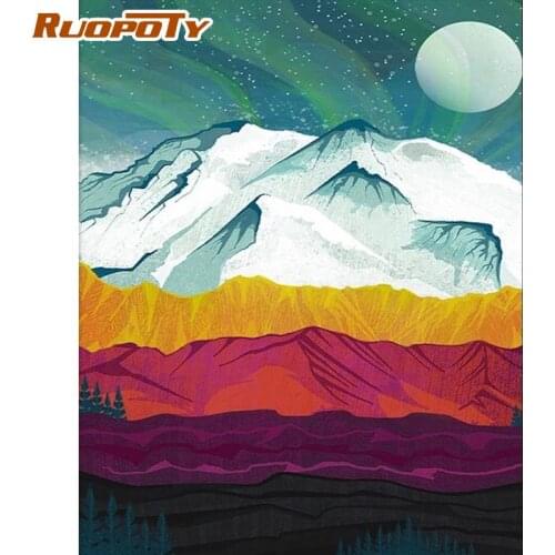 RUOPOTY 60x75cm Diy Painting By Numbers Kits With Frame Mountain Acrylic Wall Art Picture For Home Decors Coloring By Numbers
