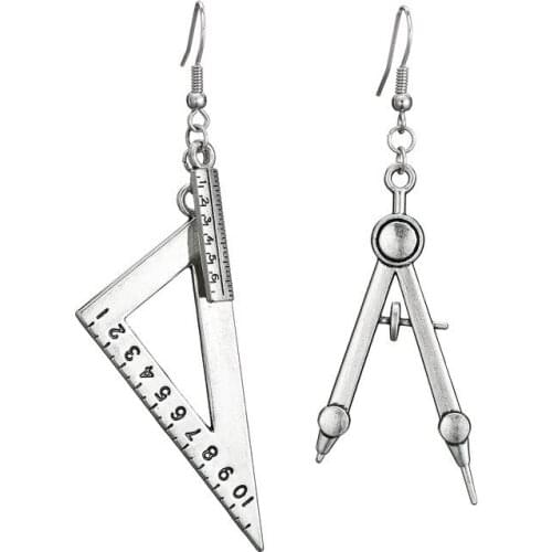 Vintage Individuality Ruler Compass Earrings for Women Girl Creative Fashion Earring Hot Sale Gift Jewelry Accessories Wholesale