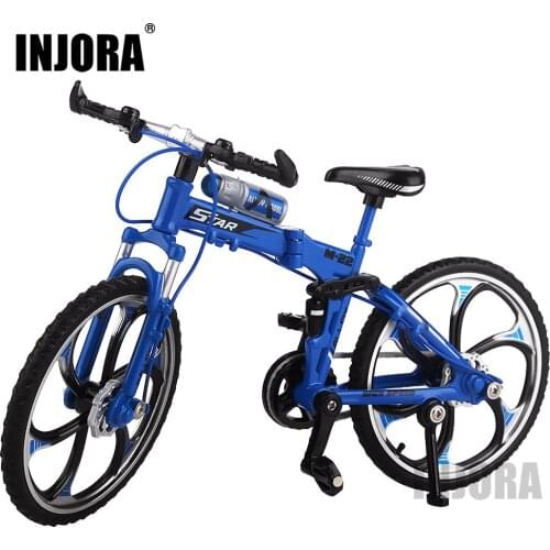 INJORA Metal Mountain Bike Foldable Bicycle Model Toys for 1/10 RC Crawler Axial SCX10 Traxxas TRX4 D90 RC Car Decoration