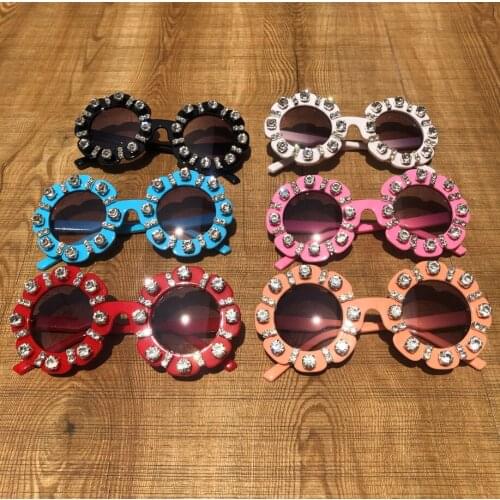 ZAOLIHU Gorgeous Kids Diamond Sunglasses Round Summer Shades 6 Colors Lovely Baby Eyewear 3-8 years Beach Sun Glasses UV400