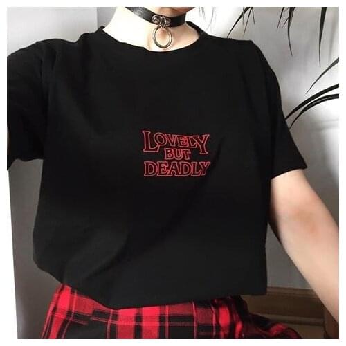 Sugarbaby Lovely but Deadly Graphic Tee Unisex Cool Graphic Tee Tumblr Fashion Funny T-shirt Men Women Grunge T shirt Drop Ship