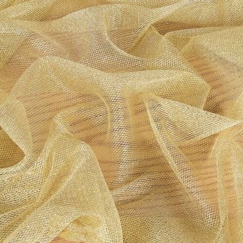 Light gold small diamond mesh hollow perspective flash yarn fabric sky star wedding dress design mesh fabric wholesale