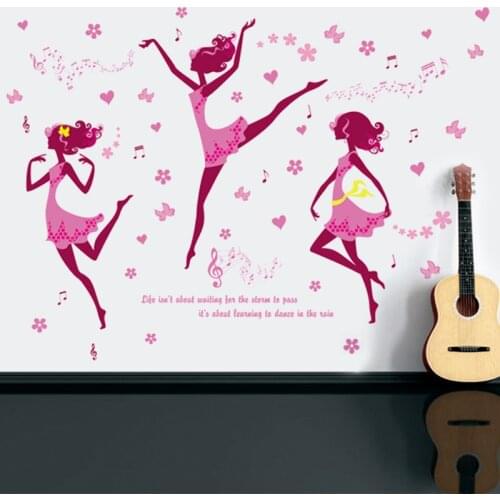 Creativity Ballerina girls Wall Sticker Vinyl Waterproof DIY Dance girl Wall Decals For Kids room Dance room Decoration Murals