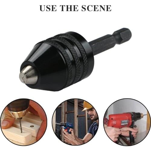 Universal Drill Chuck Bits 1/4Inch Hex Shank Keyless Safety Quickly Change Drill Chuck Adapter Power Tool Accessories 0.3-8mm