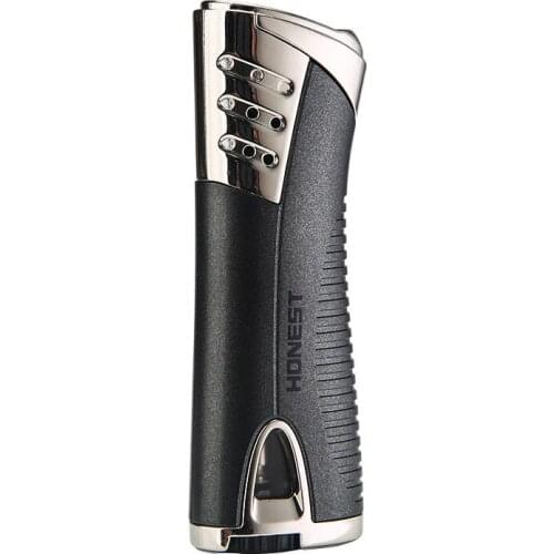 Windproof lighter inflatable gas creative personality straight into the cigar lighter point moxibustion blue flame gift for men