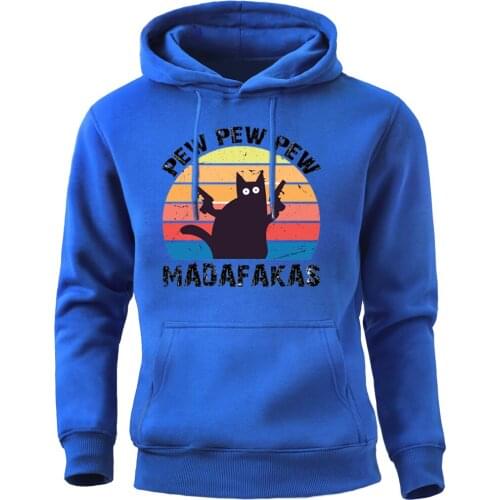 Funny Cat Pew Madafakas Men Hoodies Crewneck Pullovers Hooded Fleece Tops Tracksuits Hoodie Hoody Autumn Streetwear Sweatshirts