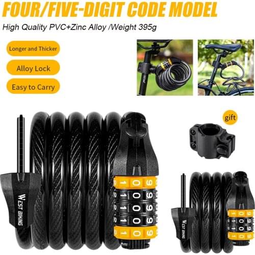 Mountain Bike Bicycle Lock Electric Password Fixed Anti-Theft Cycling Bike Motorcycle Steel Chain Lock Bicycle Accessories
