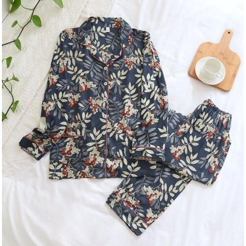 Two-piece Women Home Suit Soft Viscose Cotton Pajamas Pyjamas 2021 New Spring Long Sleeve Sleepwear Female Plus Size Homewear