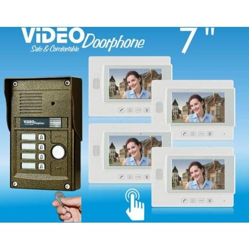 ZHUDELE 7" video door phone,waterproof explosion-proof HD IR camera,ID card and Password unlock support extra CCTV camera 1 V 4