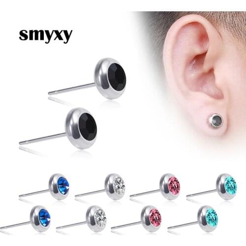 1 pair Women Man Stainless/Titanium Steel Multicolor Rhinestones Stud Earrings Boy and Girl Hypoallergenic Ear Jewelry New Style
