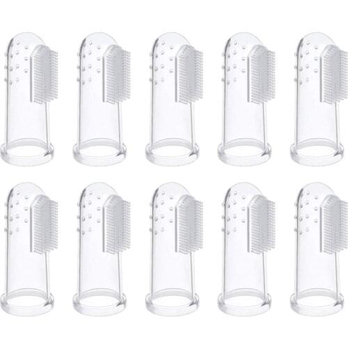 10 Pieces Soft Silicone Pet Finger Toothbrush, Tooth Cleaner Dog Cat Teeth Cleaning-HOT