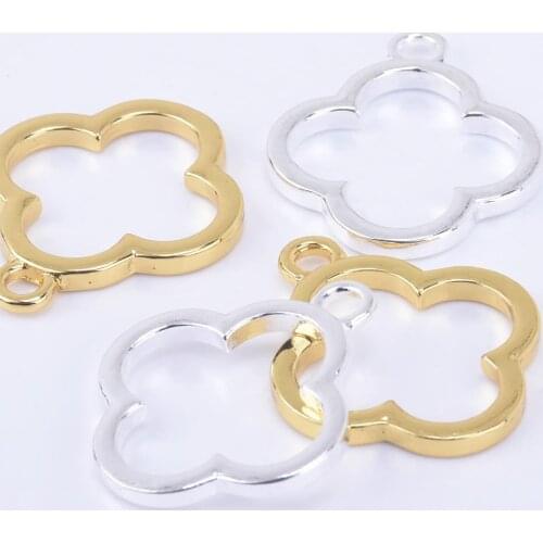 24*24mm Simple four-leaf clover Bezel Pendant Open Back Frame Resin Setting 10pcs