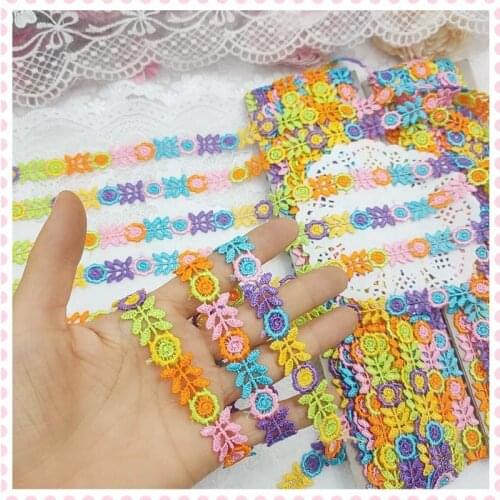 30Yards Daisy Flower Embroidery Ribbon Lace Trim Collar 15mm Width DIY Material Doll Clothing Headband Garment Decoration