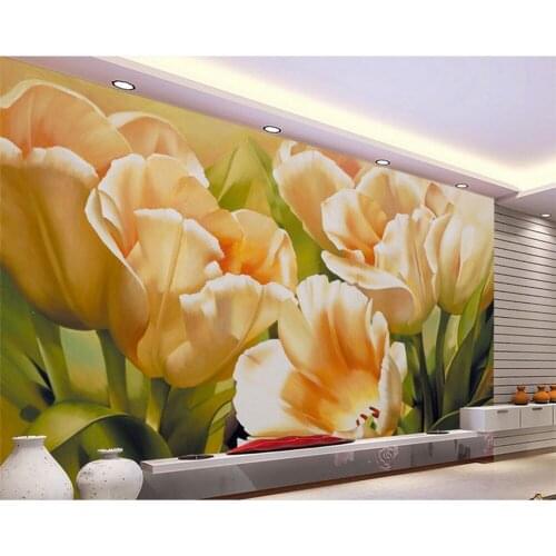 Beibehang Custom 3d photo wallpaper tulip oil painting wallpaper kitchen living room bedroom TV wallpaper modern painting mural
