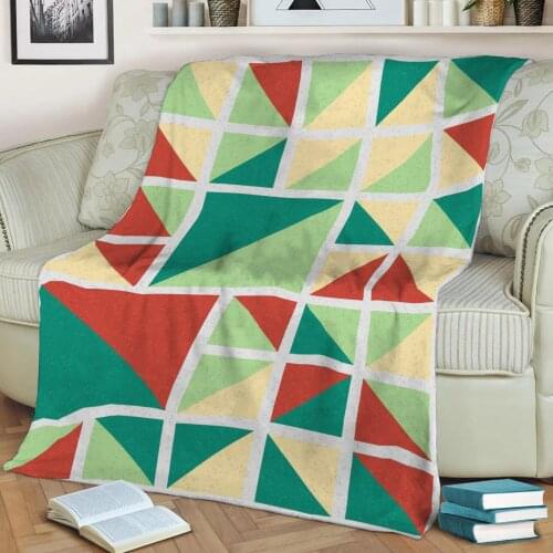 Abstract Geometric Pattern 3D Printed Velvet Plush Throw Fleece Blanket Bedspread Sherpa Blanket Home Decora