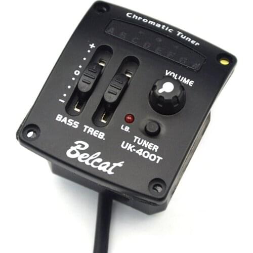 Belcat UK-400T 2Band Equalizer Preamp Ukulele Pickup 2 Band EQ with Chromatic LED tuner Omega-ll Piezo cable pickup