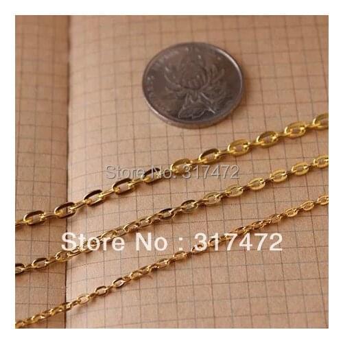 Ship Free~ DIY accessories Adjust the chain 4*6mm metal flat O capacity golden plated chain