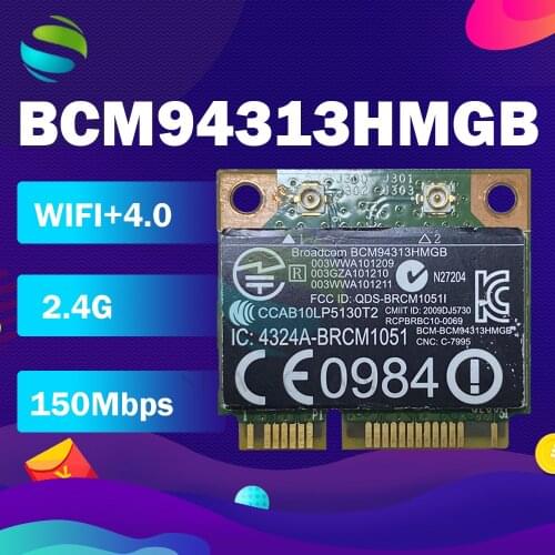 BroadCom BCM94313HMGB BCM4313 Half Mini PCI-e 150Mbps Bluetooth4.0 WLAN Card SPS:657325-001 for HP G4 G6 2000