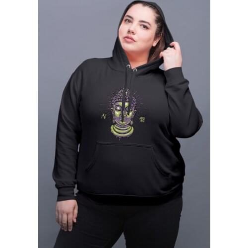 Angemiel Wear Bronze Buddha Black Women Hooded Sweatshirt