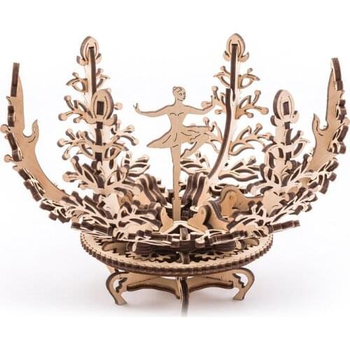 Wooden mechanical transmission creative assembling DIY woman flower gear rotating model kit Valentines day girlfriends gift