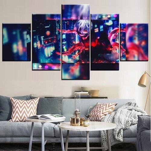 Artwork Prints Modular Home Decor 5 Pieces Handsome Tokyo Ghoul Paintings Animation Canvas Kids Room Poster Framework