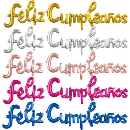 Spanish Happy Birthday Banner Balloons Foil Letter Air Helium Balloon Sign for Birthday Party Decoration birthday decor girl kid