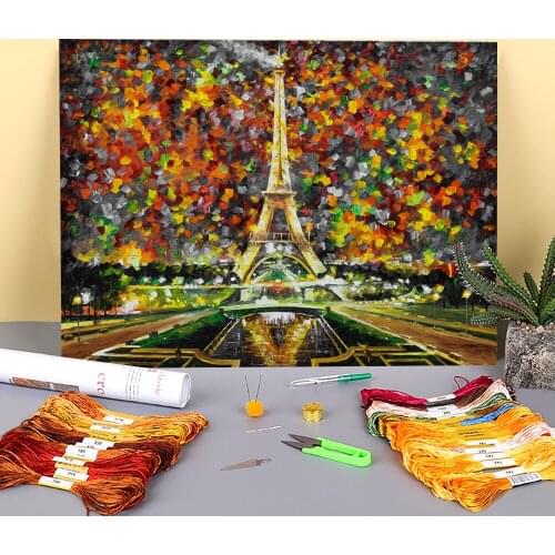 Oil Painting Style Printed Fabric 11CT Cross-Stitch DIY Embroidery Set DMC Threads Handicraft Painting Handmade Hobby Adults