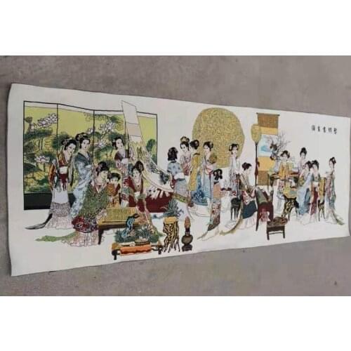 160x60cm/ Chinese silk embroidery painting - Chinese Classical Beauties Hold a Chess Jean Calligraphy and Painting Gathering