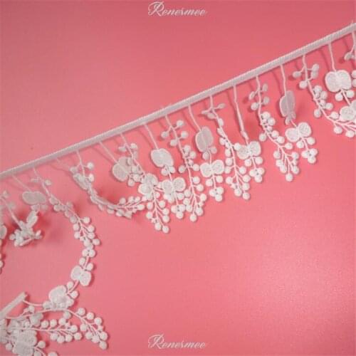 2Yards/lot 7cm Width Lace Craft Sewing Supplies Water Soluble Embroidery Flowers Ivory Tassel Fringe Lace Trim Trimming SX52