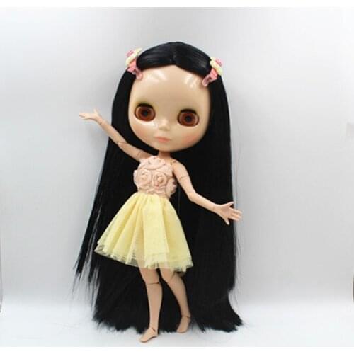 Blygirl Blyth doll Black straight hair joint body nude doll 19 joint body doll can change makeup makeup gift