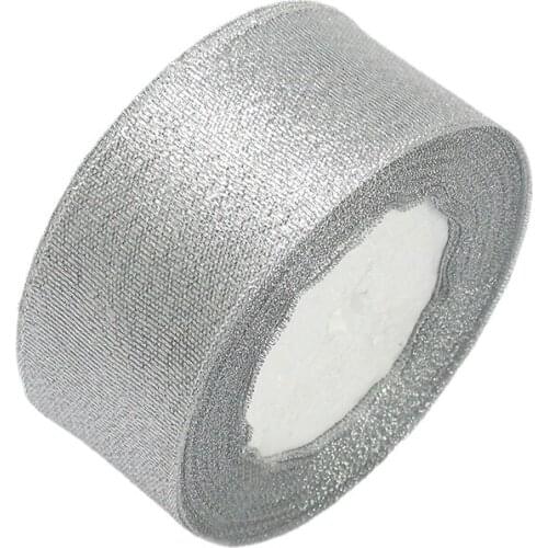 25Yards/roll Gold/Silver Glitter Ribbon Width 40mm DIY Handicraft Accessories Tapes for Wedding Supplies Cake Gift Decoration