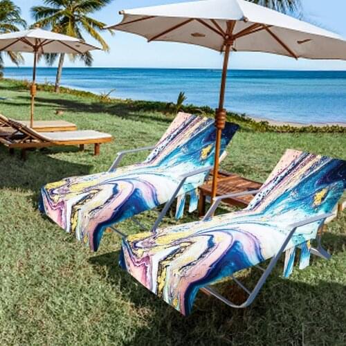 Summer Microfiber Recliner Beach Towel Fashion Print Sunbathing Sling Chair Cover With Pocket New Lazy Lounger Chair Beach Towel