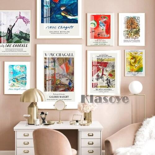Marc Chagall Vintage Abstract Art Posters Exhibition Museum Canvas Painting Home Decor Living Room Wall Stickers Prints Gifts