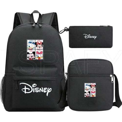 Fashion 3pcs/set Disney Micky Mouse School Bags for Teenager Boys Girls Minnie Bagpack Women Men Mochila Backpacks