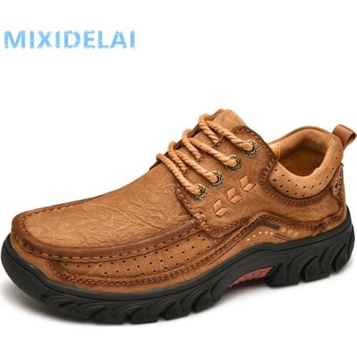 2020 New High Quality Mens shoes 100% Genuine Leather Casual Shoes Waterproof Work Shoes Cow Leather Loafers Plus Size 38-46