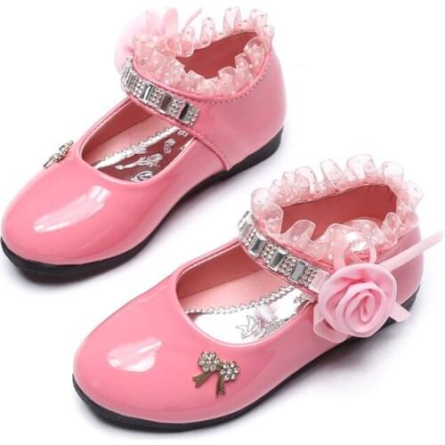 New British Style Student Performance Dress Shoes Children Flats Black White Princess Genuine Leather Flower Bowknot Shoes Girls