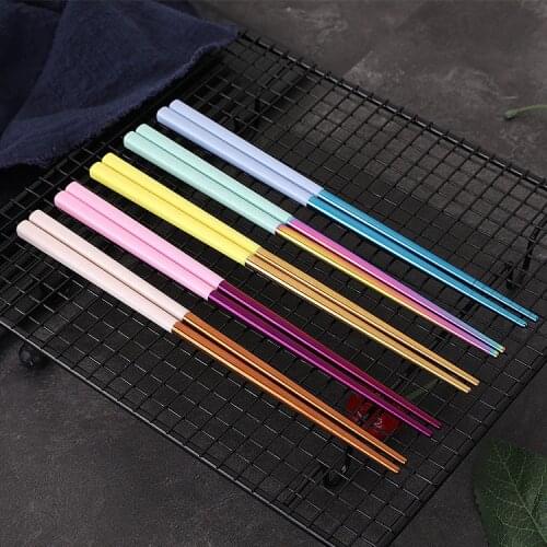 5pcs/set 304 Stainless Steel Chopsticks Household Non-slip Gold-plated Personality Non-slip Chopsticks Household Tableware Set